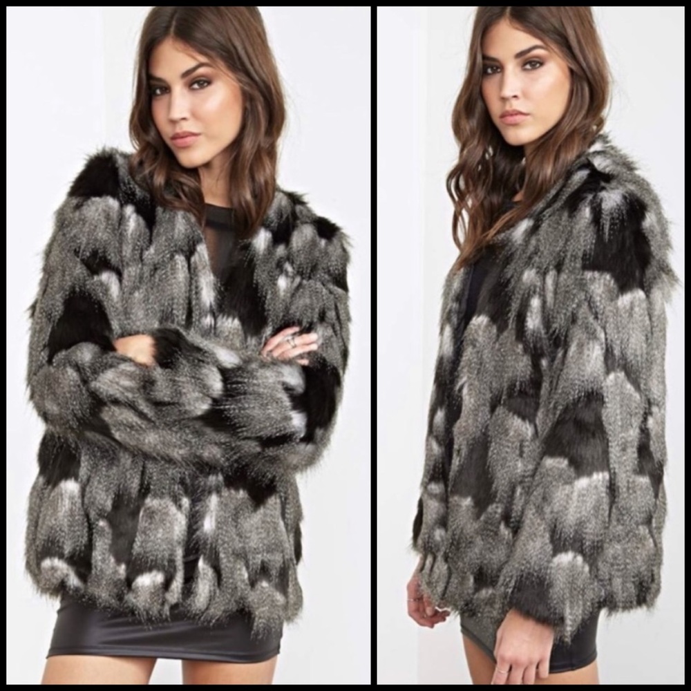 Chic Shaggy Patched Faux Fur Coat Jacket - Picture 3 of 14
